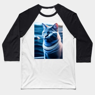 British Shorthair Cat Relaxes on a Winter Cruise Baseball T-Shirt